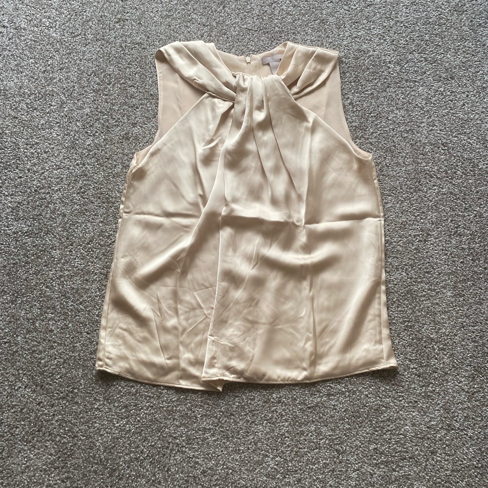 H&M Sleeveless Cream Silk Blouse Medium